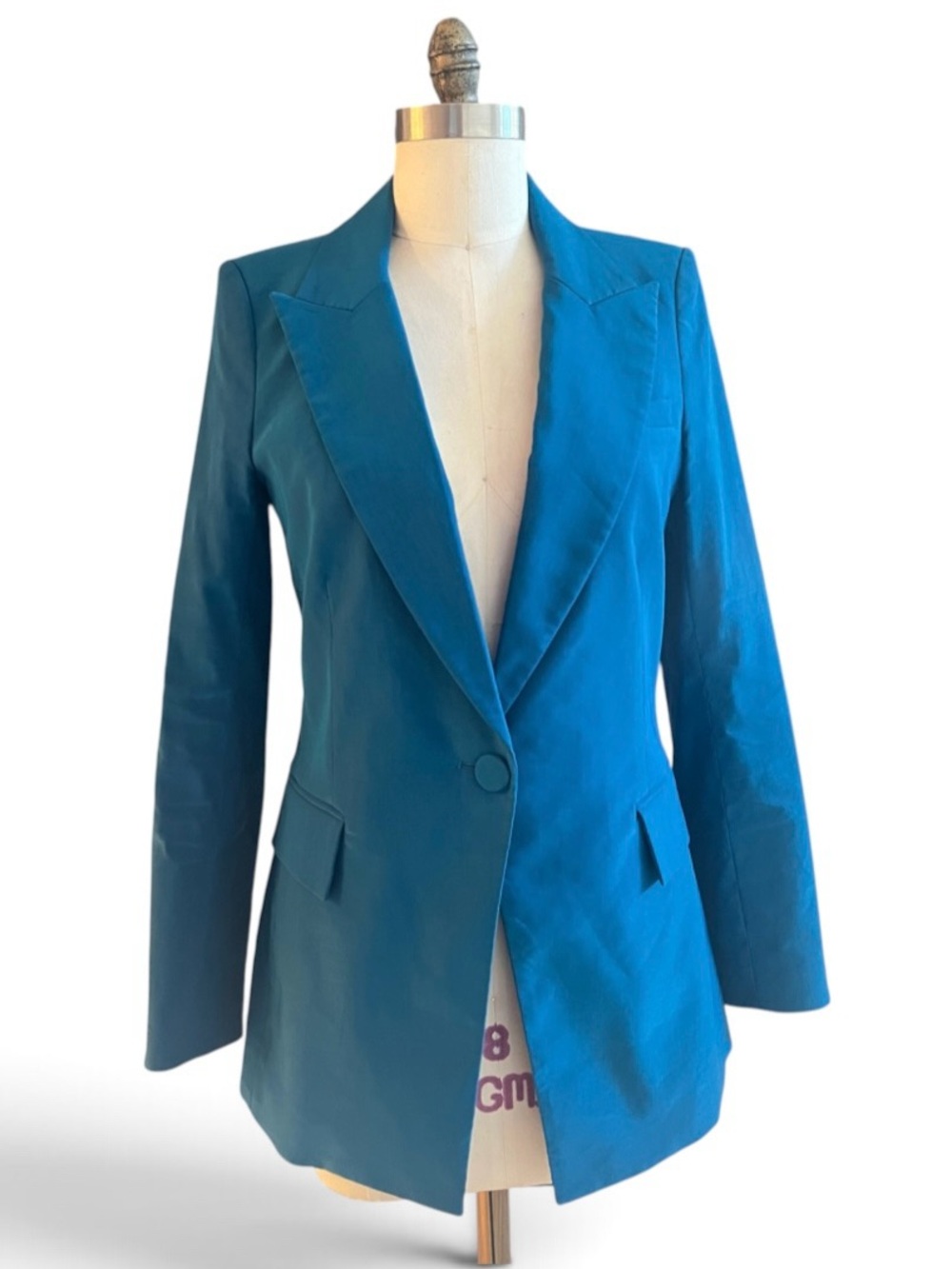 Veronica Beard Long & Lean Dickey Blazer Size 8 Cerulean Blue Linen Blend